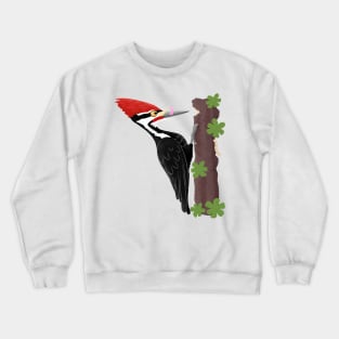 Cue funny Pileated woodpecker cartoon illustration Crewneck Sweatshirt